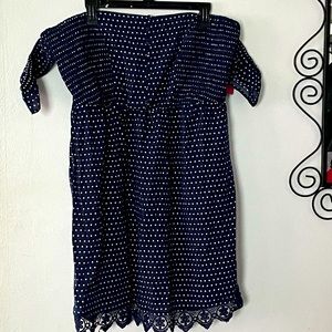 NWT Xhileration navy & white polka dot dress